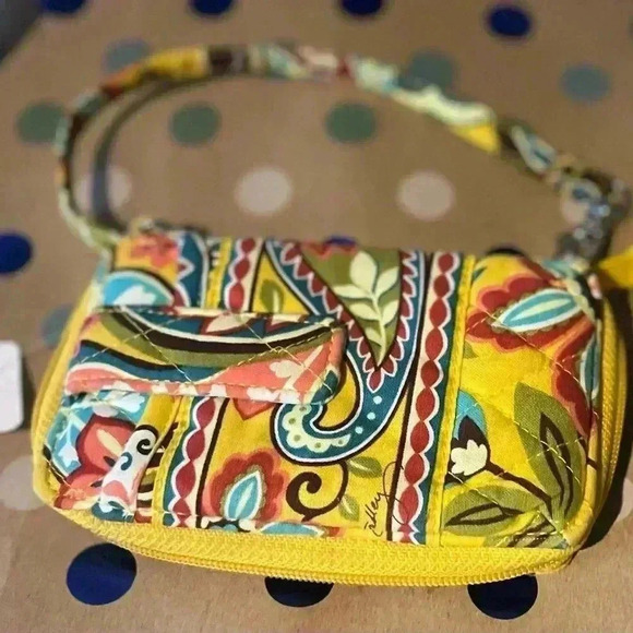 Two Vera Bradley Yellow and Blue Paisley Wristlets Bundle - Picture 6 of 11